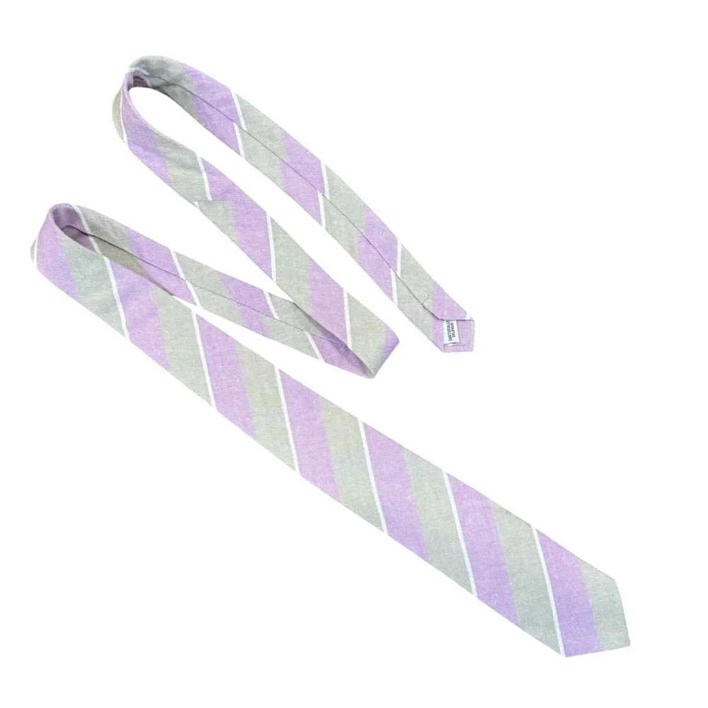 Jack Sartori NY Gray‎ Purple White Striped Patterned Office Dress Neck Tie Men's